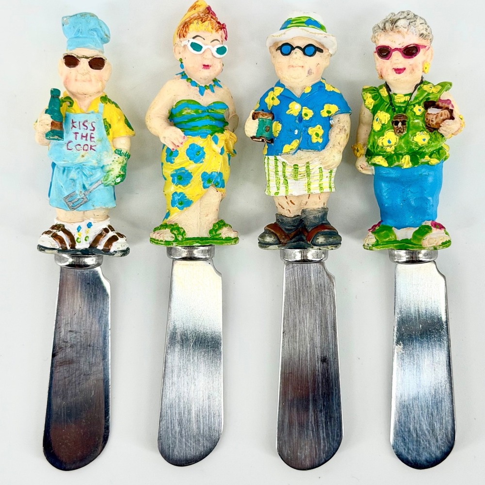 Boston Warehouse Tropical Beach Cheese‎ Spreader Set Stainless Steel 4pc Vintage